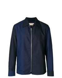 Темно-синяя куртка-рубашка в вертикальную полоску
