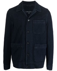 Мужская темно-синяя куртка-рубашка в вертикальную полоску от Circolo 1901