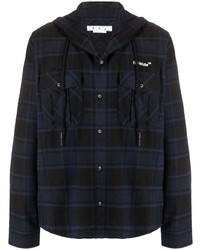 Мужская темно-синяя куртка-рубашка в шотландскую клетку от Off-White