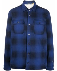 Мужская темно-синяя куртка-рубашка в шотландскую клетку от Polo Ralph Lauren