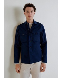 Мужская темно-синяя куртка-рубашка от Mango Man