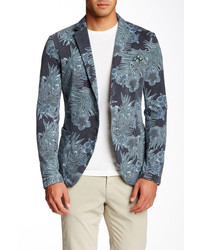 Темно-синяя куртка с цветочным принтом