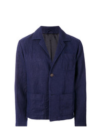 Мужская темно-синяя льняная куртка-рубашка от Doppiaa