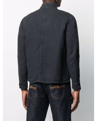 Мужская темно-синяя льняная куртка-рубашка от Aspesi