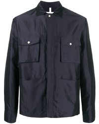 Мужская темно-синяя льняная куртка-рубашка от Soulland