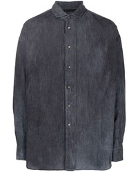 Мужская темно-синяя льняная рубашка с длинным рукавом от Forme D'expression