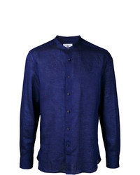 Мужская темно-синяя льняная рубашка с длинным рукавом от Kent & Curwen