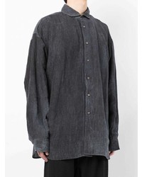 Мужская темно-синяя льняная рубашка с длинным рукавом от Forme D'expression