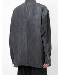 Мужская темно-синяя льняная рубашка с длинным рукавом от Forme D'expression