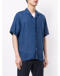 Мужская темно-синяя льняная рубашка с коротким рукавом от Gitman Vintage
