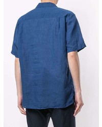 Мужская темно-синяя льняная рубашка с коротким рукавом от Gitman Vintage