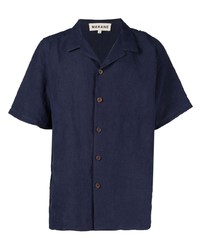 Мужская темно-синяя льняная рубашка с коротким рукавом от Marané