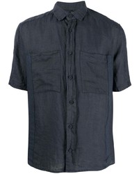 Мужская темно-синяя льняная рубашка с коротким рукавом от Transit
