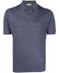 Мужская темно-синяя льняная футболка-поло от Corneliani