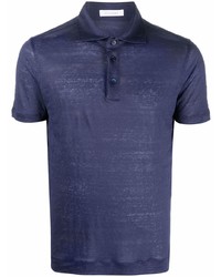 Мужская темно-синяя льняная футболка-поло от Cruciani