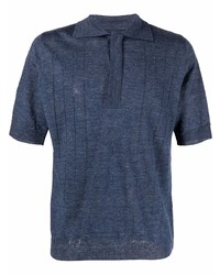 Мужская темно-синяя льняная футболка-поло от Lardini