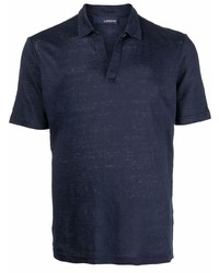 Мужская темно-синяя льняная футболка-поло от Lardini