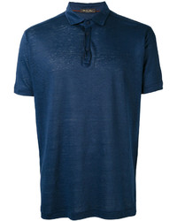 Мужская темно-синяя льняная футболка-поло от Loro Piana