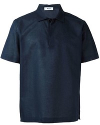 Мужская темно-синяя льняная футболка-поло от MSGM
