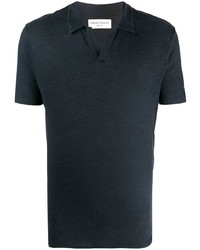 Мужская темно-синяя льняная футболка-поло от Officine Generale