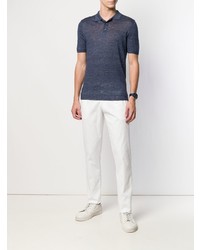 Мужская темно-синяя льняная футболка-поло от Barba