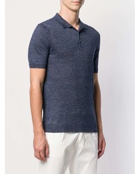 Мужская темно-синяя льняная футболка-поло от Barba