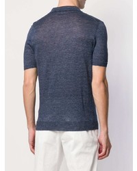 Мужская темно-синяя льняная футболка-поло от Barba