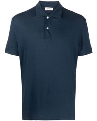Мужская темно-синяя льняная футболка-поло от Sandro