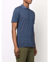 Мужская темно-синяя льняная футболка-поло от 120% Lino