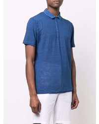 Мужская темно-синяя льняная футболка-поло от 120% Lino