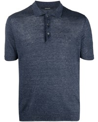 Мужская темно-синяя льняная футболка-поло от Tagliatore