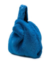 Темно-синяя меховая большая сумка от Simonetta Ravizza