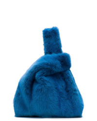 Темно-синяя меховая большая сумка от Simonetta Ravizza
