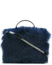 Темно-синяя меховая сумка через плечо от Vivienne Westwood