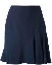 Темно-синяя мини-юбка со складками от Alexander McQueen