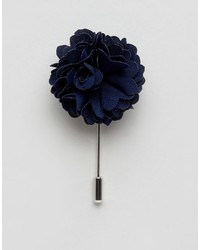 Темно-синяя мужская брошь с цветочным принтом