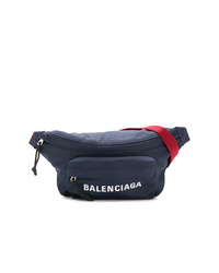 Темно-синяя поясная сумка из плотной ткани от Balenciaga
