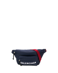 Мужская темно-синяя поясная сумка из плотной ткани от Balenciaga