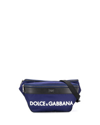 Мужская темно-синяя поясная сумка из плотной ткани от Dolce & Gabbana