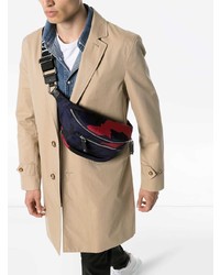 Мужская темно-синяя поясная сумка из плотной ткани от Valentino