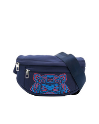 Мужская темно-синяя поясная сумка из плотной ткани от Kenzo