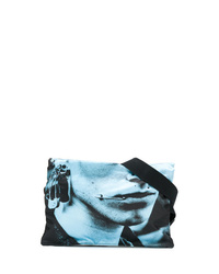 Мужская темно-синяя поясная сумка из плотной ткани от Raf Simons