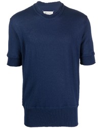 Мужская темно-синяя рваная футболка с круглым вырезом от Maison Margiela