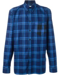 Мужская темно-синяя рубашка в шотландскую клетку от Givenchy