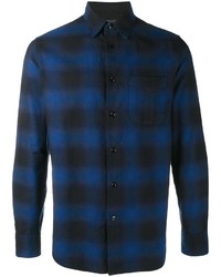 Мужская темно-синяя рубашка в шотландскую клетку от rag & bone