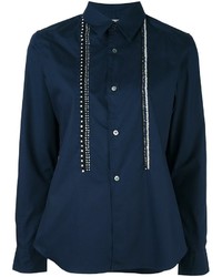 Женская темно-синяя рубашка с вышивкой от Comme des Garcons