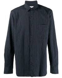 Мужская темно-синяя рубашка с длинным рукавом в вертикальную полоску от Aspesi
