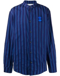 Мужская темно-синяя рубашка с длинным рукавом в вертикальную полоску от Off-White