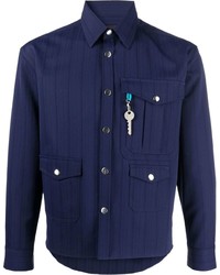 Мужская темно-синяя рубашка с длинным рукавом в вертикальную полоску от Viktor & Rolf