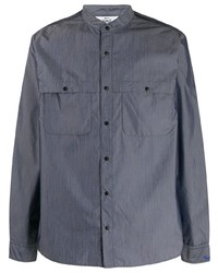 Мужская темно-синяя рубашка с длинным рукавом в вертикальную полоску от Woolrich